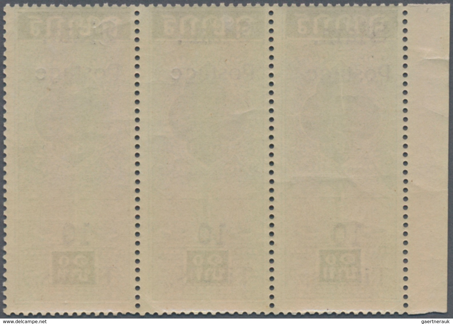 Thailand: 1907, 10 T.on Fiscal, A Left Margin Horizontal Strip Of Three, Pos. 3 First Mount In Margi - Thailand