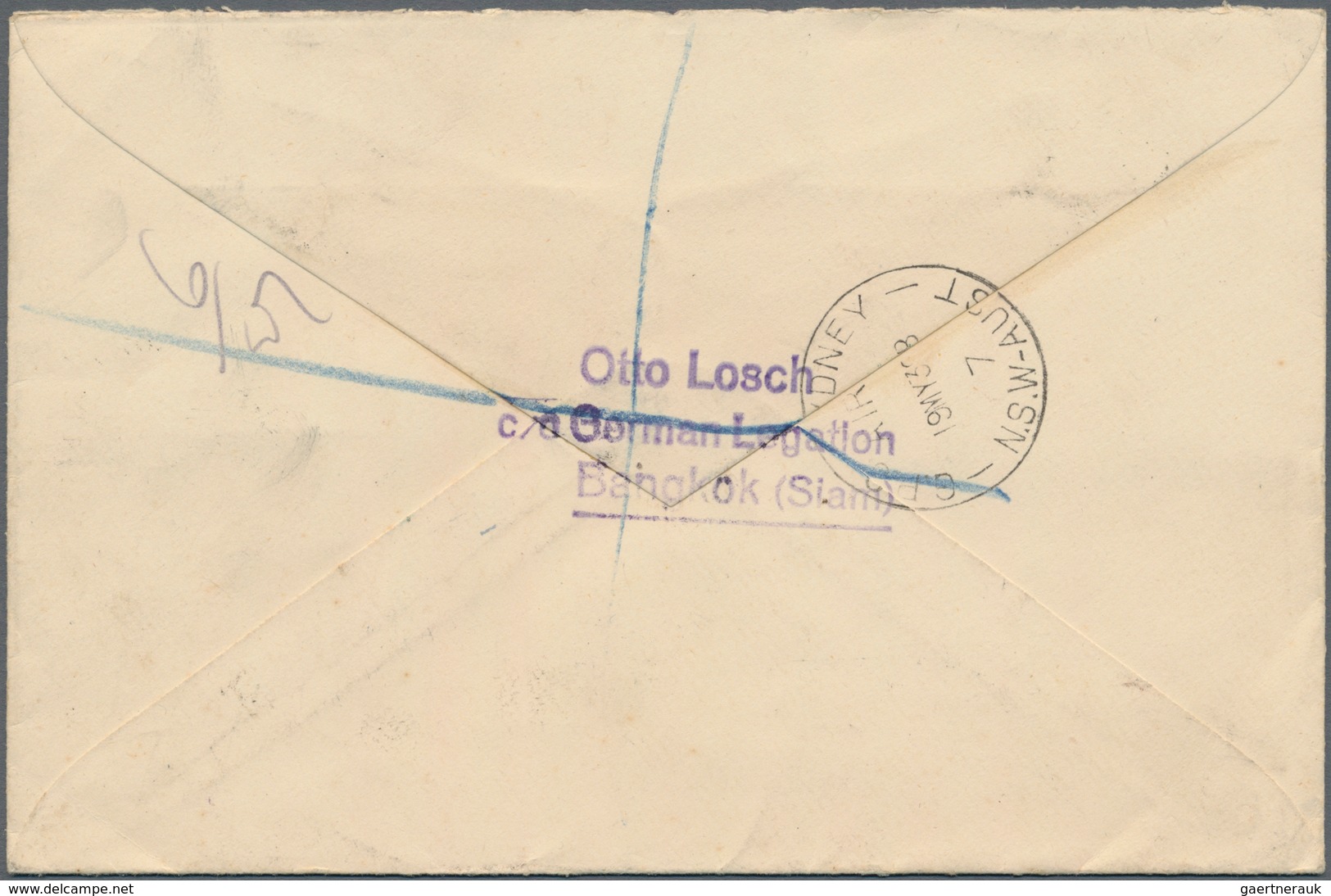 Thailand: 1928, 2 Stg./1 B. Nine Vals Tied "BANGKOK G.P.O. 13.5.38" To Registered Air Mail Cover Via - Thailand