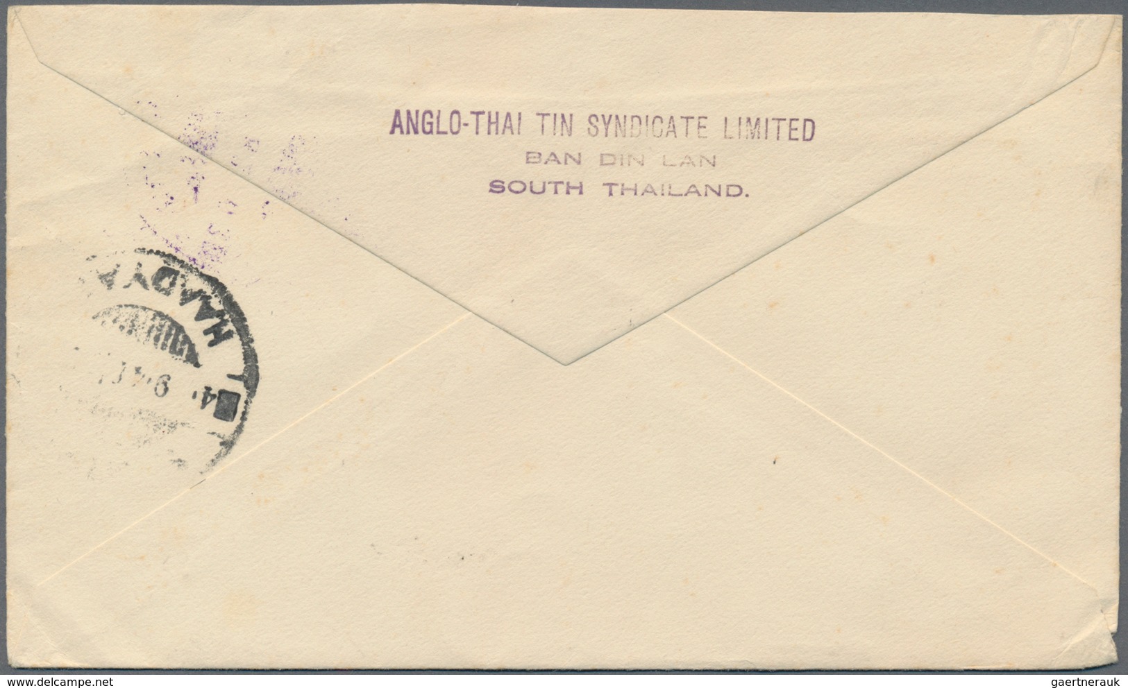 Thailand: 1940 Censored Cover From Ban Din Lan To Penang Via Haad-Yai, Franked By 1940 '2nd National - Thailand