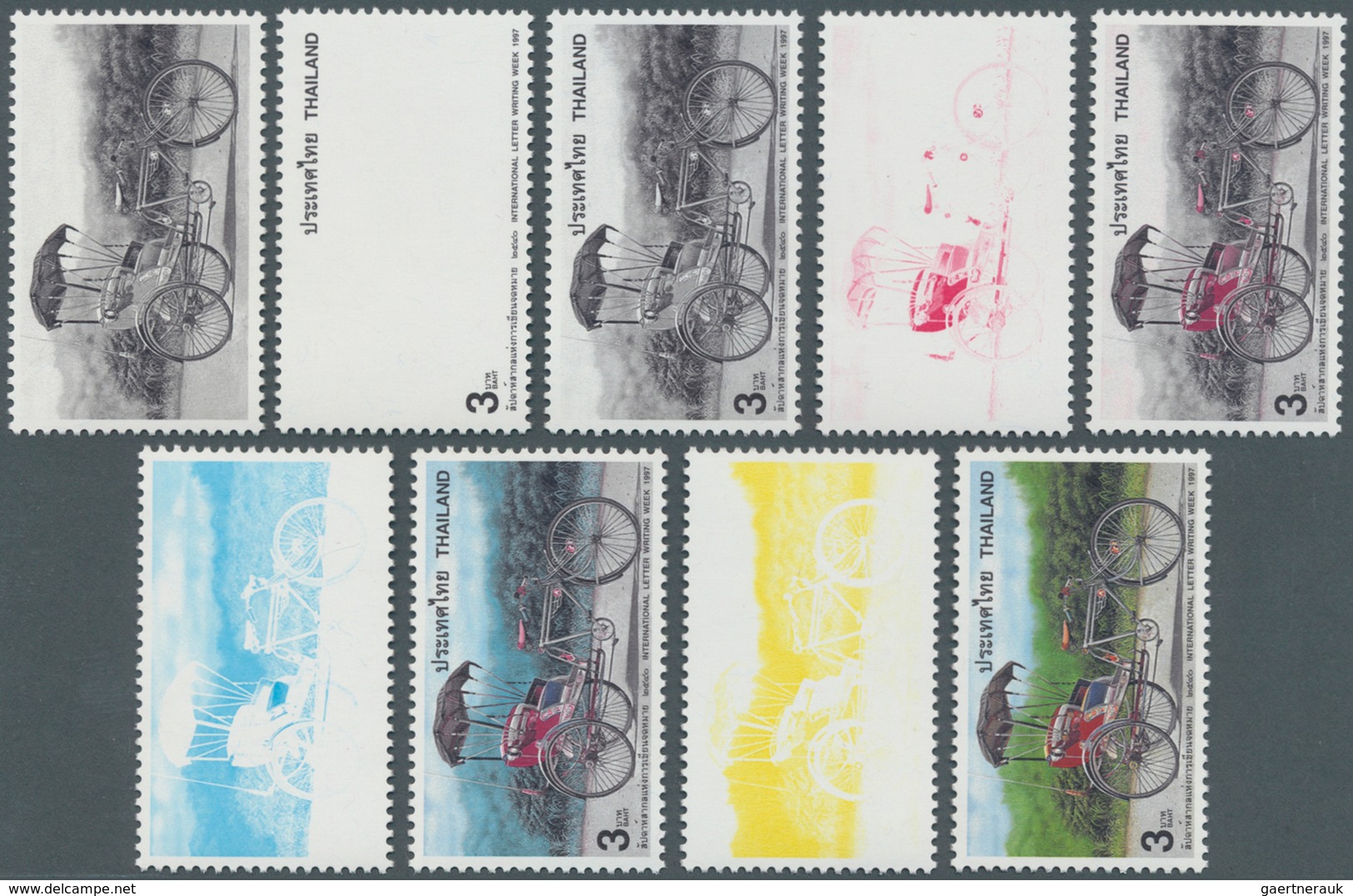 Thailand: 1997. Progressive Proof (8 Phases) For The First 3b Value Of The Letter Writing Week Set S - Thailand