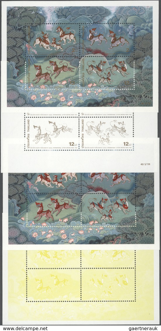 Thailand: 1998. Progressive Proof (9 Phases Inclusive Original) For The Souvenir Sheet Of The Set "I - Thailand