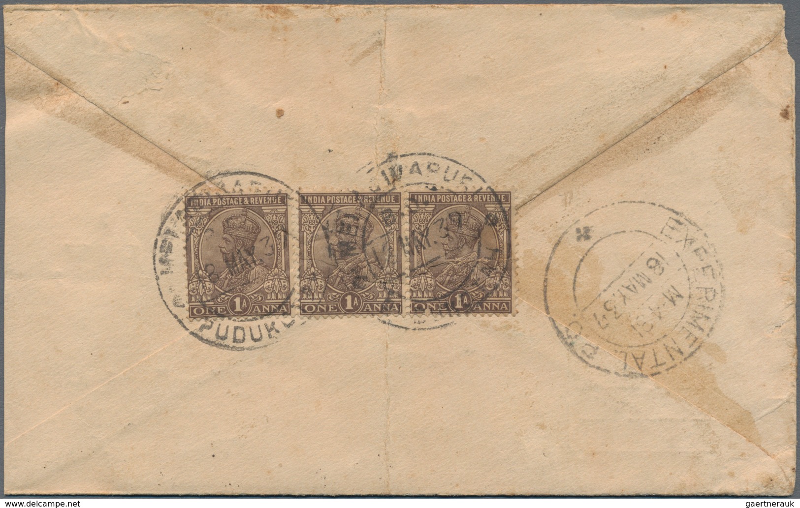 Thailand - Besonderheiten: 1909-1937 Four stampless covers and a postal stationery inland envelope K