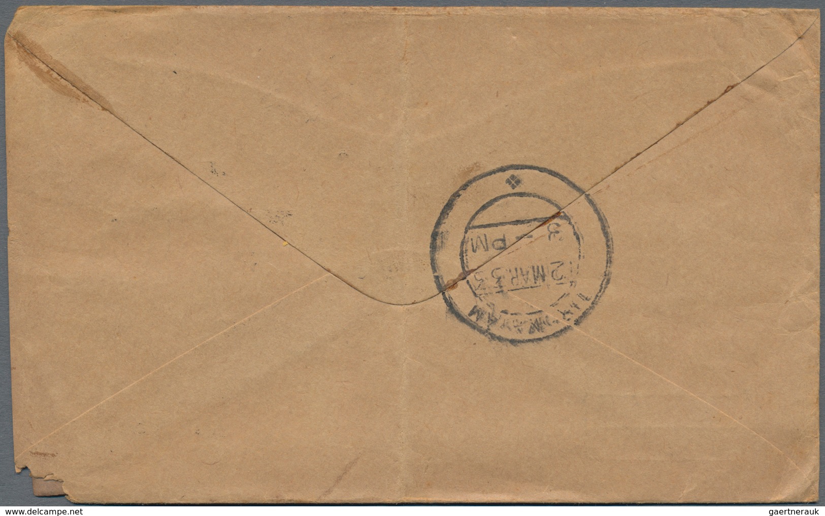 Thailand - Besonderheiten: 1909-1937 Four stampless covers and a postal stationery inland envelope K