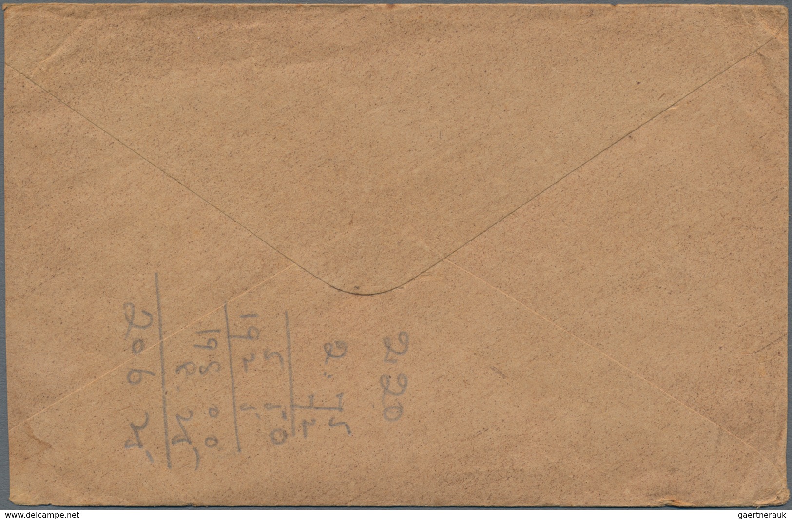 Thailand - Besonderheiten: 1909-1937 Four stampless covers and a postal stationery inland envelope K