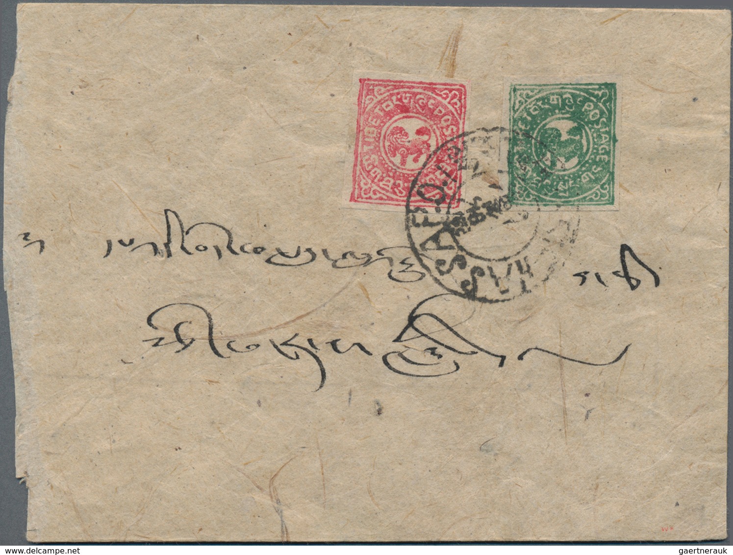 Tibet: 1912, Two Internal Covers, Both Bearing 1/4t And 2/3t, One With Plate Error "POTSAGE" Instead - Sonstige - Asien