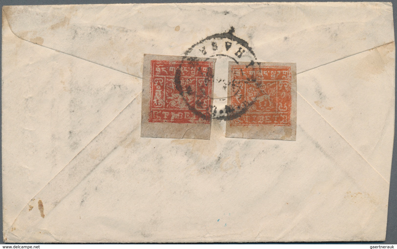 Tibet: 1933, Cover From Lhasa Addressed To Gyantse, Dated Approx. 1955, Bearing 1t Carmine And 2 Tra - Sonstige - Asien