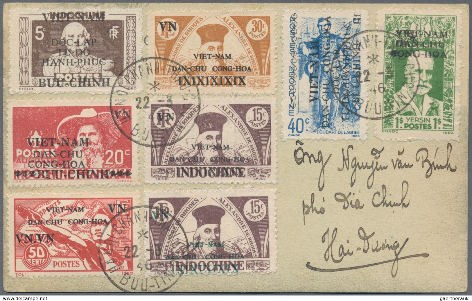 Vietnam-Nord (1945-1975): 1945/46, Ovpts. 1st Series 5 C., 2nd Series 15 C. Both Ovpts, 20 C.-1 P. T - Vietnam