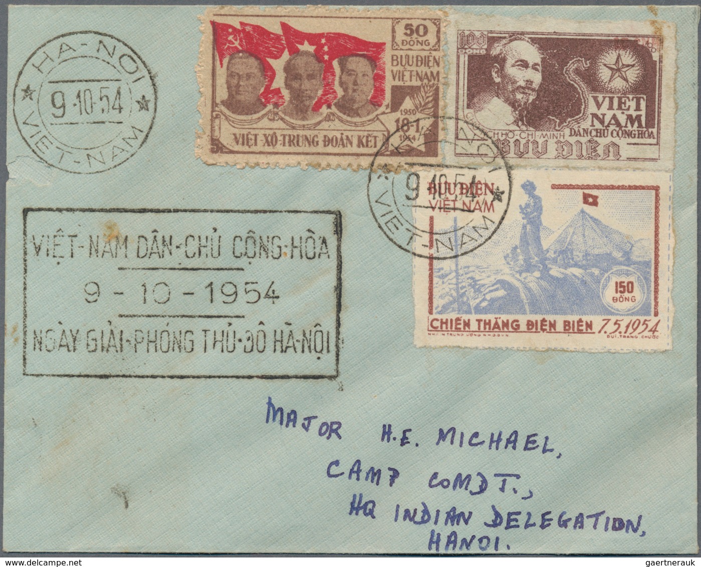 Vietnam-Nord (1945-1975): 1954, Cover Addressed To Hanoi, Bearing Friendship Month Between Vietnam, - Vietnam