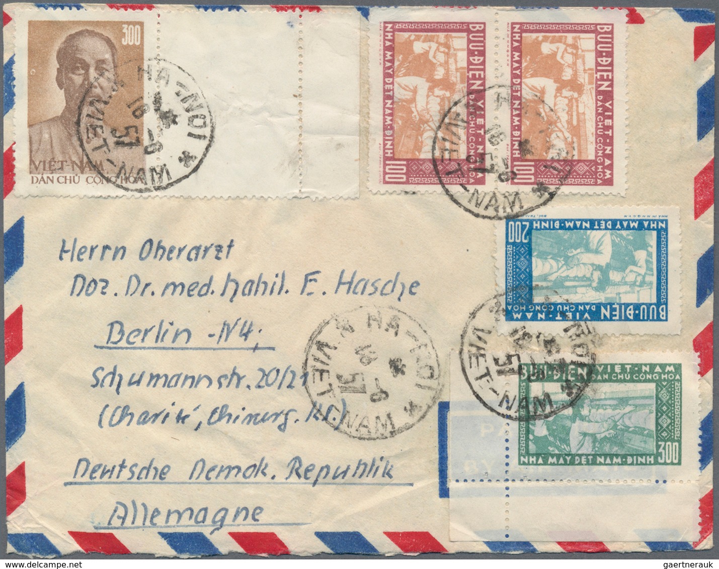 Vietnam-Nord (1945-1975): 1957, Commercial Cover Addressed To Berlin, East Germany, Bearing Complete - Vietnam