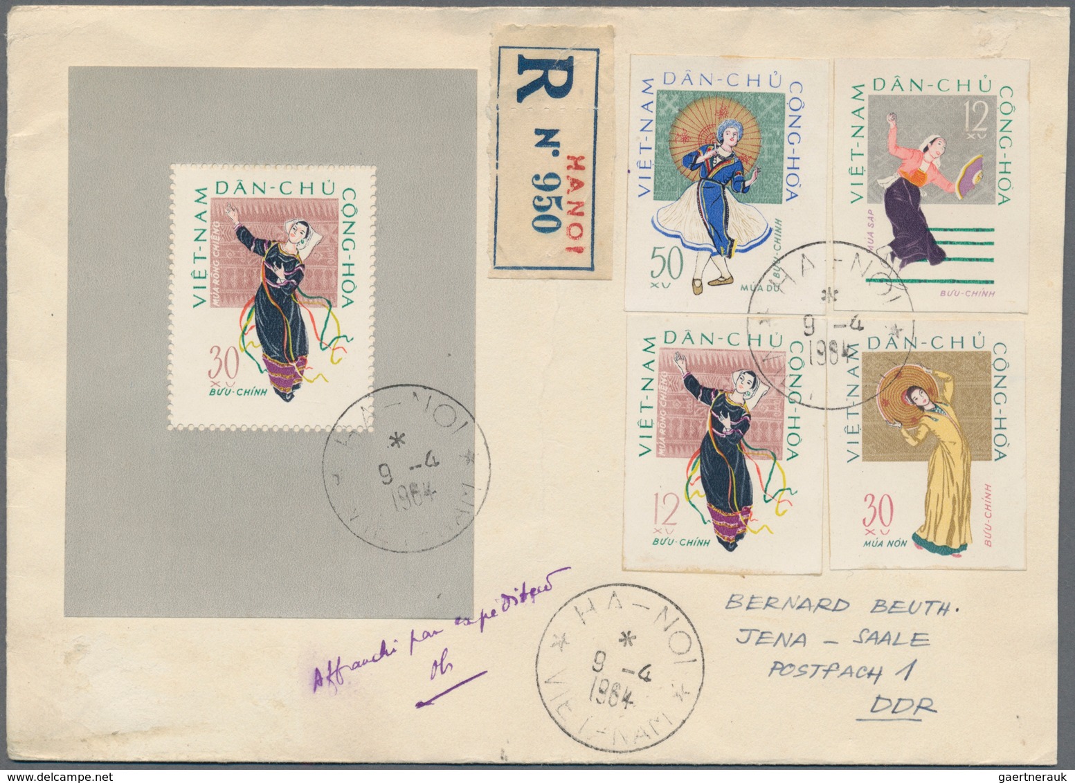 Vietnam-Nord (1945-1975): 1962, Registered Cover Addressed To Jena-Saale, East Germany, Bearing Comp - Vietnam