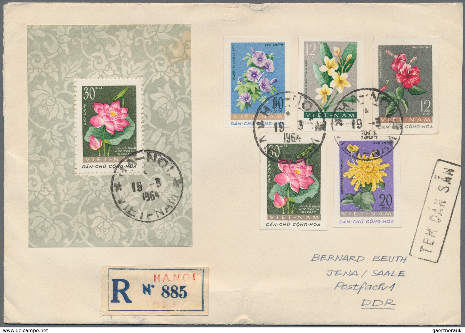 Vietnam-Nord (1945-1975): 1962, Registered Cover Addressed To Jena-Saale, East Germany, Bearing Comp - Vietnam