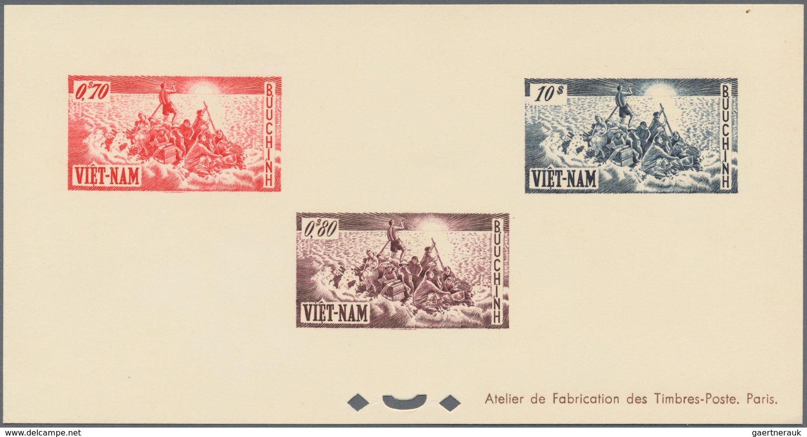 Vietnam-Süd (1951-1975): 1955, Arrival Of Evacuated 0,70 - 100 $, Six Stamps On Two Single Die Proof - Vietnam