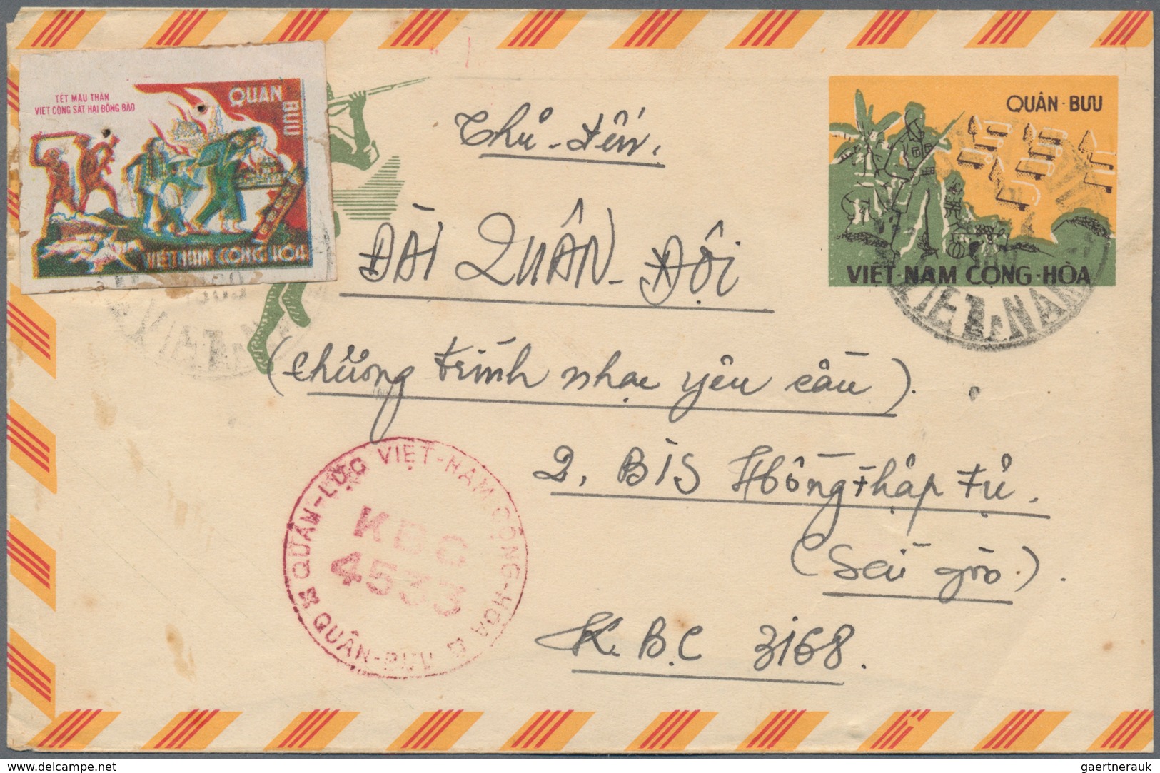 Vietnam-Süd - Militärpostmarken: 1969, Tet-offensive Military Mail Stamp Tied To Military Mail Envel - Vietnam