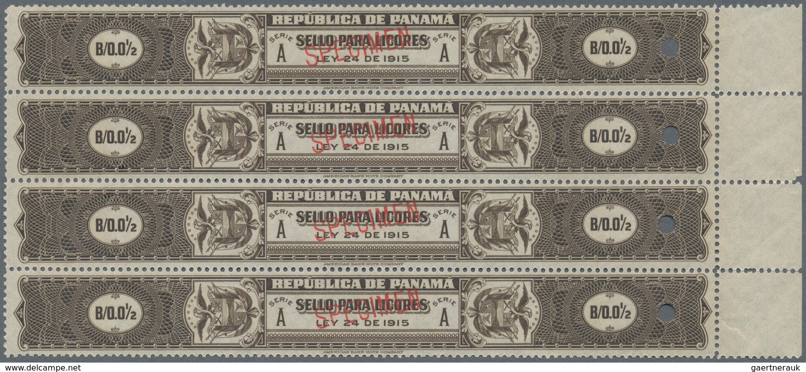 Thematik: Alkohol / Alcohol: 1915, PANAMA: Revenue Stamp 'SELLO PARA LICORES' (national Tax For Spir - Wein & Alkohol