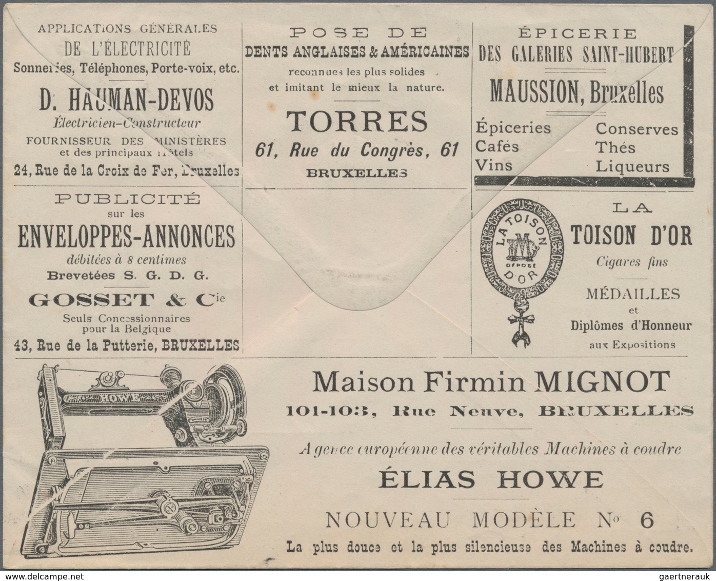 Thematik: Anzeigenganzsachen / Advertising Postal Stationery: 1880 (approx), Belgium. Private Ad Env - Unclassified