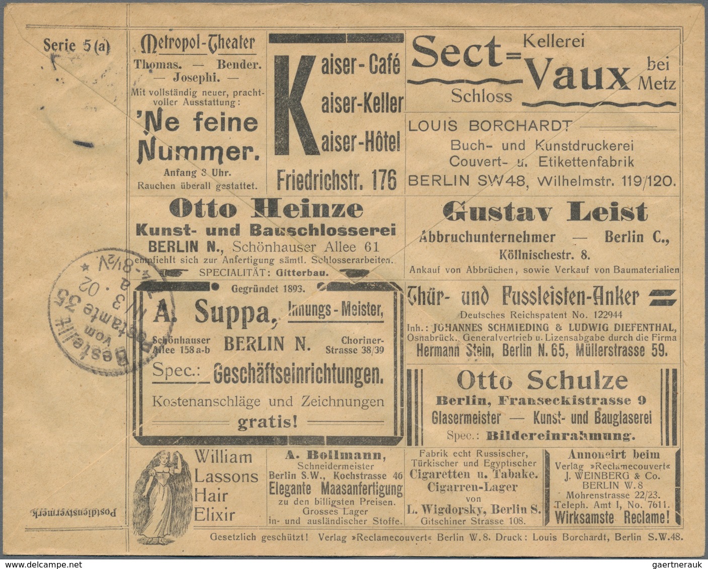 Thematik: Anzeigenganzsachen / Advertising Postal Stationery: 1902, German Reich. Private Advert Cov - Unclassified