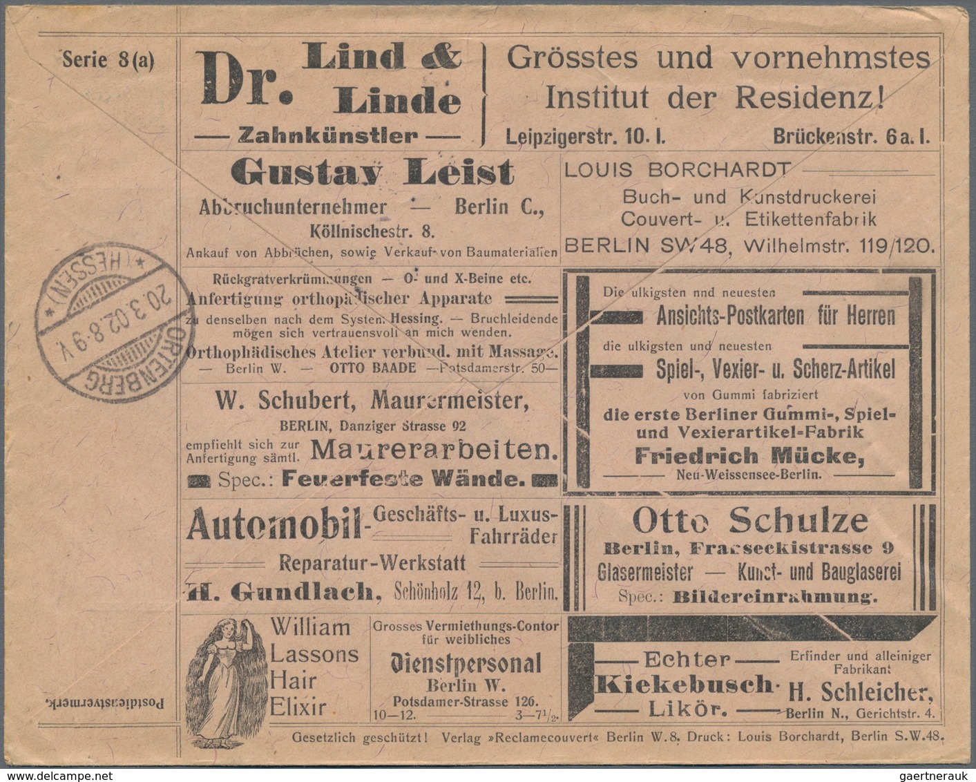 Thematik: Anzeigenganzsachen / Advertising Postal Stationery: 1902, German Reich. Private Advert Cov - Unclassified