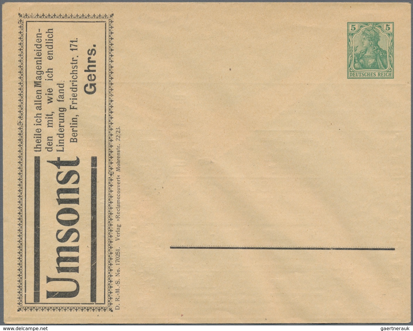 Thematik: Anzeigenganzsachen / Advertising Postal Stationery: 1902 (approx.), German Reich. Private - Unclassified