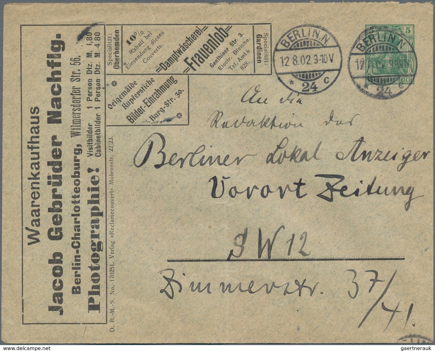 Thematik: Anzeigenganzsachen / Advertising Postal Stationery: 1902, German Reich. Private Advert Cov - Unclassified