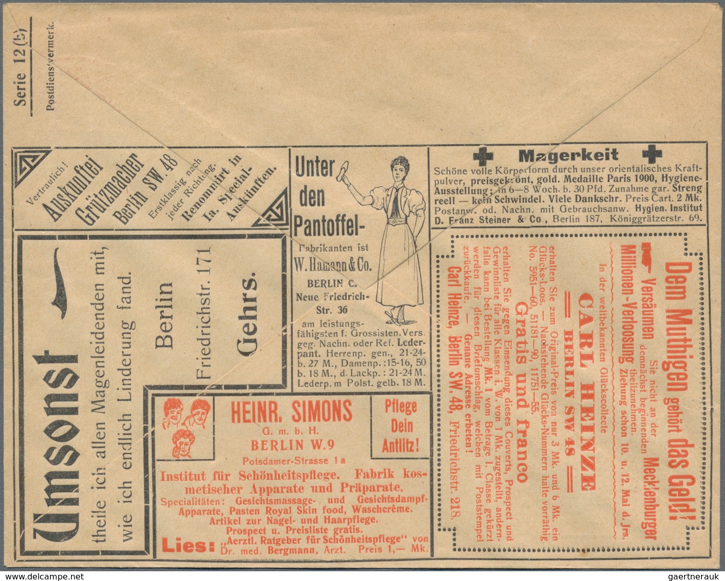 Thematik: Anzeigenganzsachen / Advertising Postal Stationery: 1902 (approx.), German Reich. Private - Unclassified