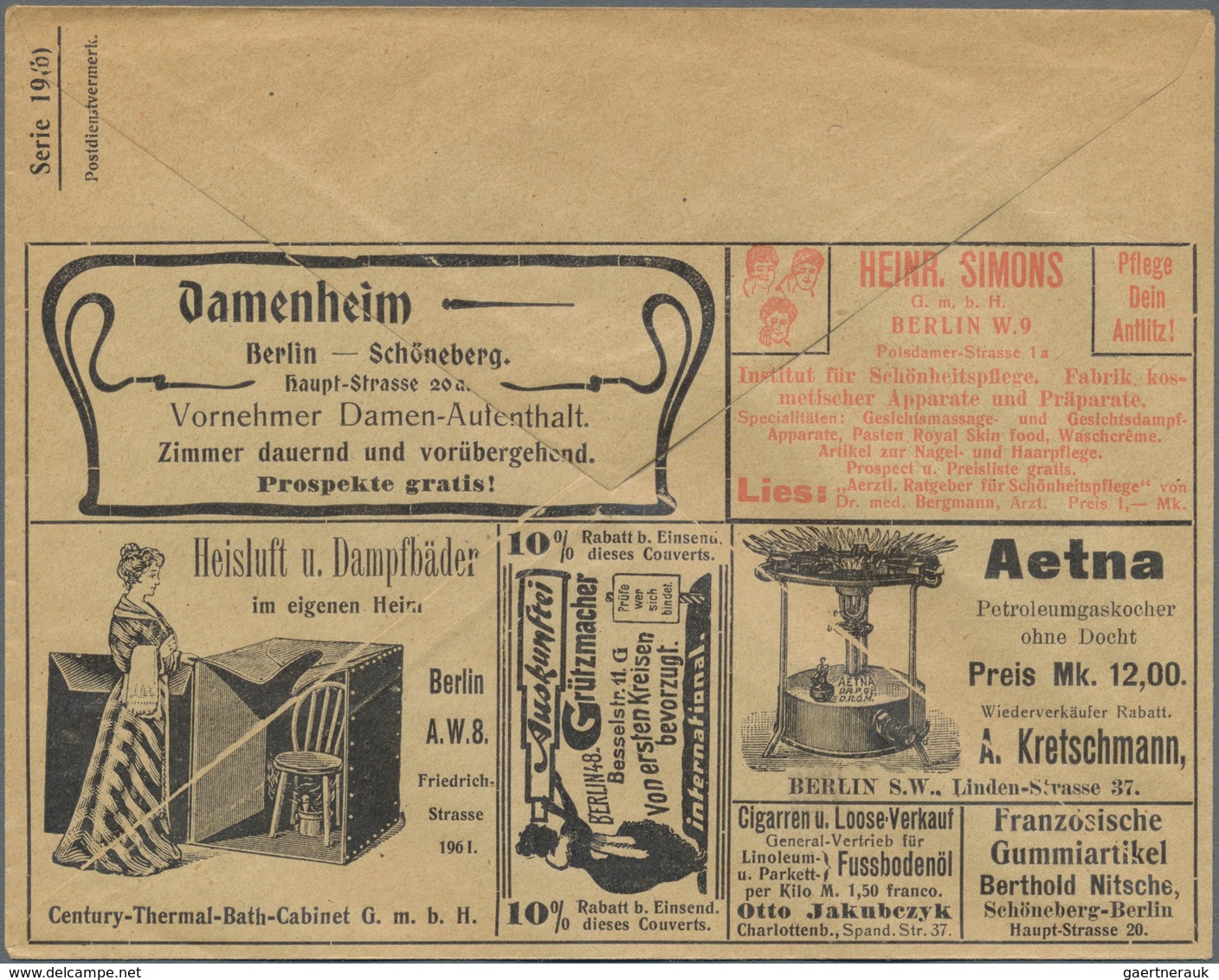 Thematik: Anzeigenganzsachen / Advertising Postal Stationery: 1902 (approx.), German Reich. Private - Unclassified