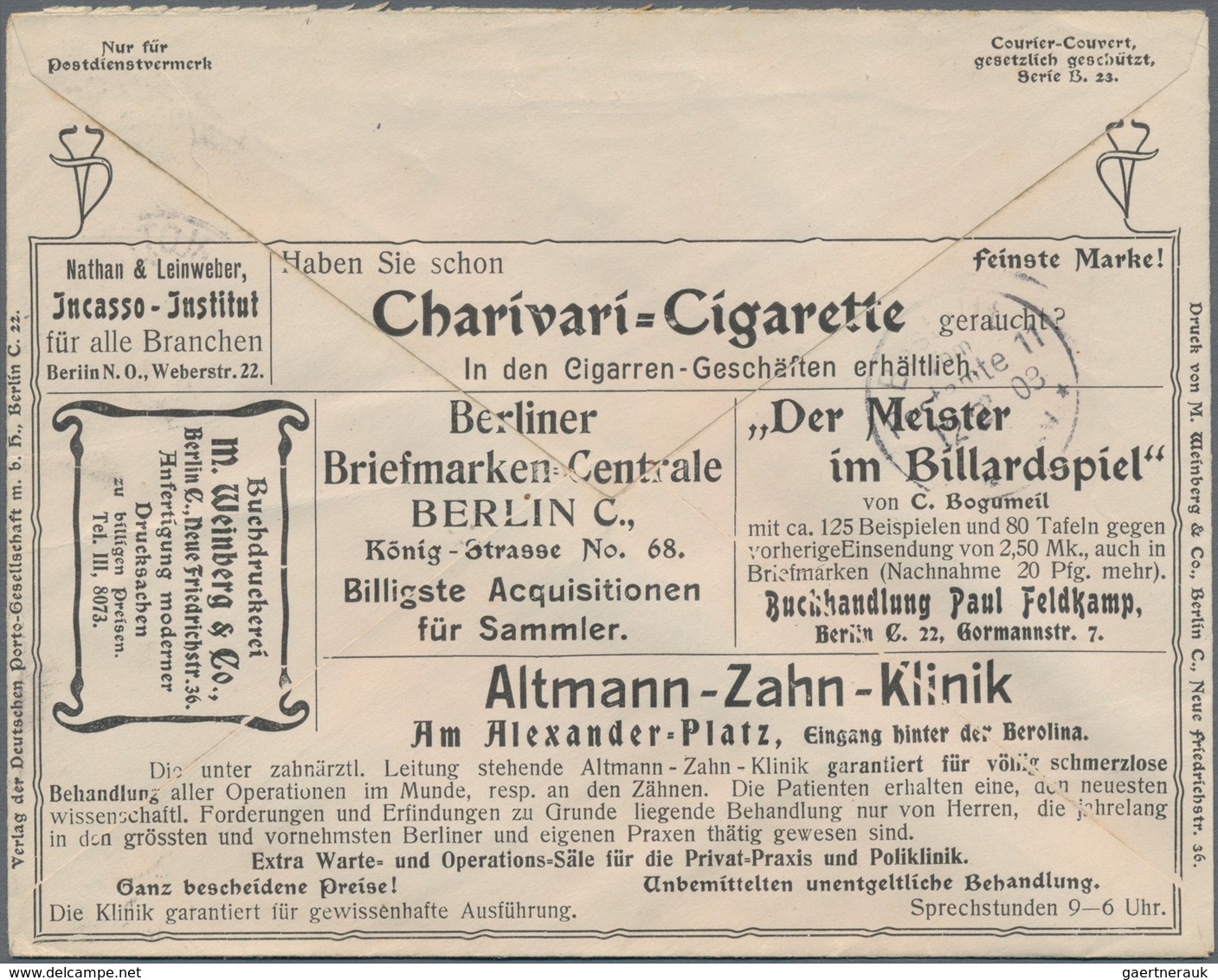 Thematik: Anzeigenganzsachen / Advertising Postal Stationery: 1903, German Reich. Private Advert Cov - Unclassified