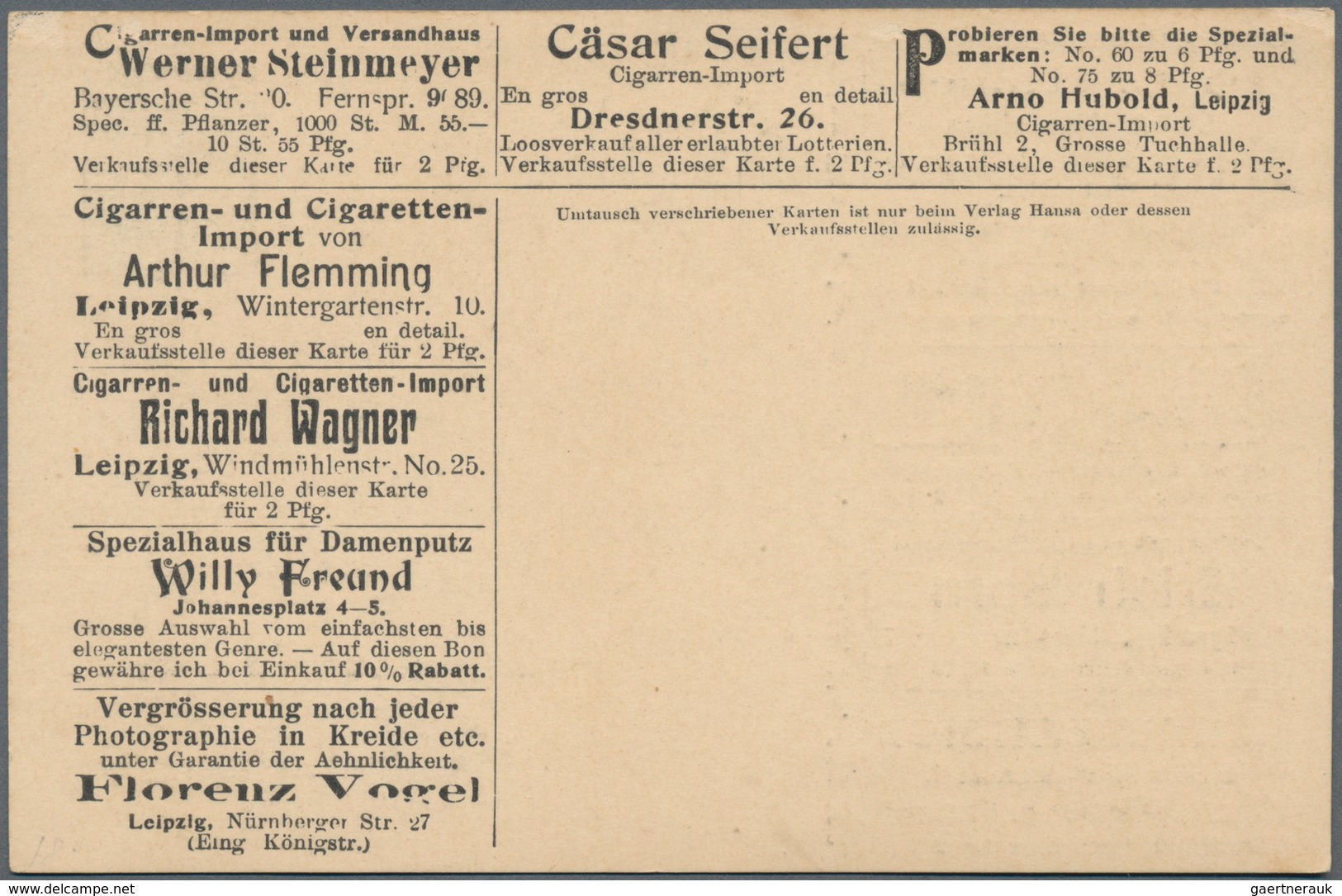 Thematik: Anzeigenganzsachen / Advertising Postal Stationery: 1905 (approx), German Reich. Private A - Unclassified