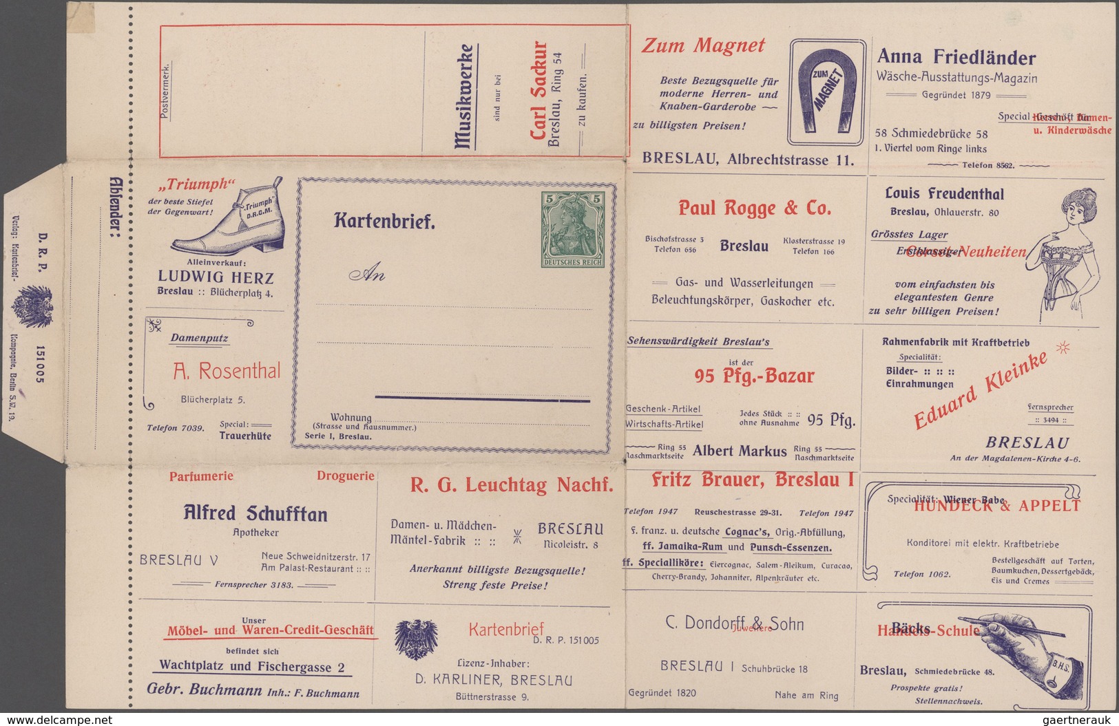 Thematik: Anzeigenganzsachen / Advertising Postal Stationery: 1906 (approx.), German Reich. Private - Unclassified