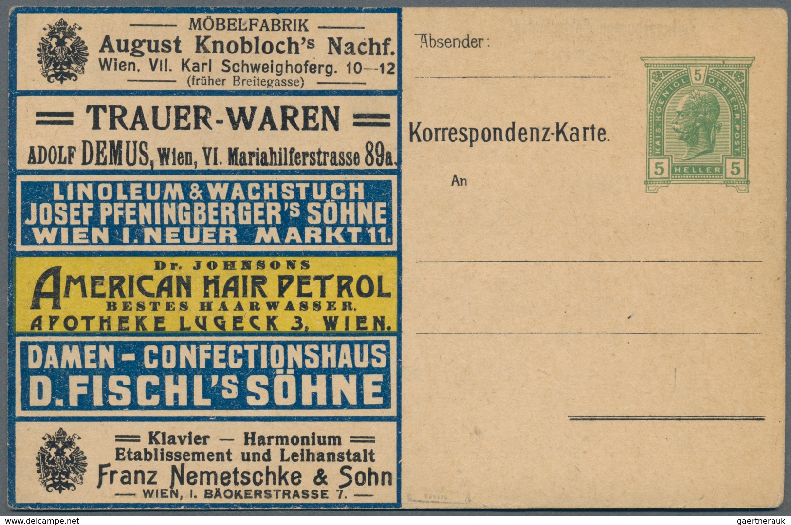 Thematik: Anzeigenganzsachen / Advertising Postal Stationery: 1906 (approx), Austria. Private Advert - Unclassified