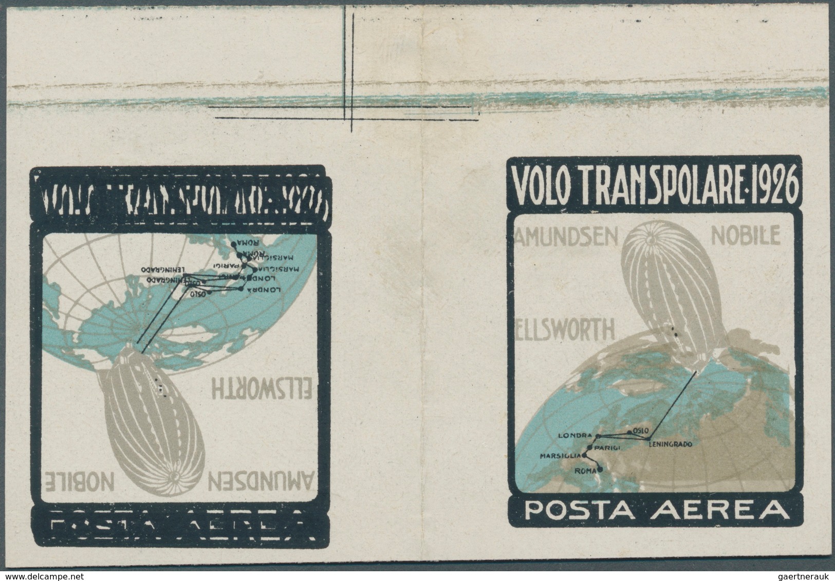 Thematik: Arktis / Arctic: 1926, TRANSPOLAR FLIGHT, Airmail Vignette "VOLO TRANSPOLARE - AMUNDSEN NO - Sonstige & Ohne Zuordnung