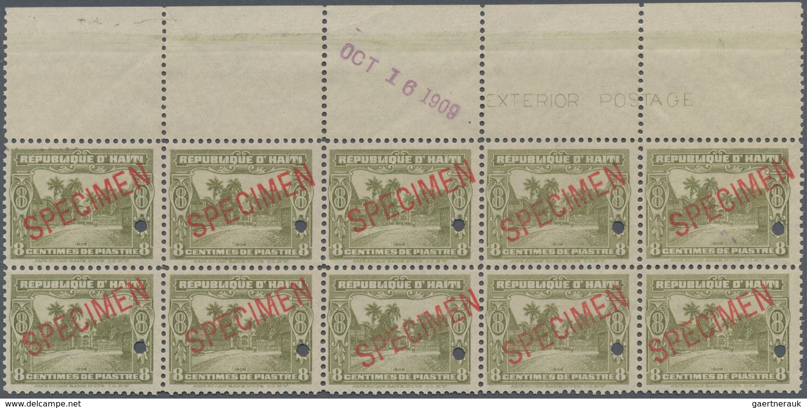 Thematik: Bäume-Palmen / Trees-palms: 1913, HAITI: Definitive Issue 8c. Olive-green 'Entrance To Cat - Bäume