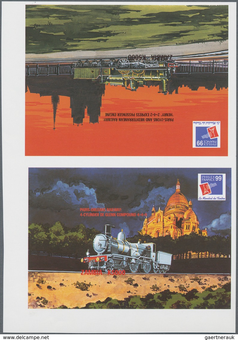 Thematik: Eisenbahn / Railway: 1999, ZAMBIA: International Stamp Exhibition Philexfrance In Paris Co - Trains