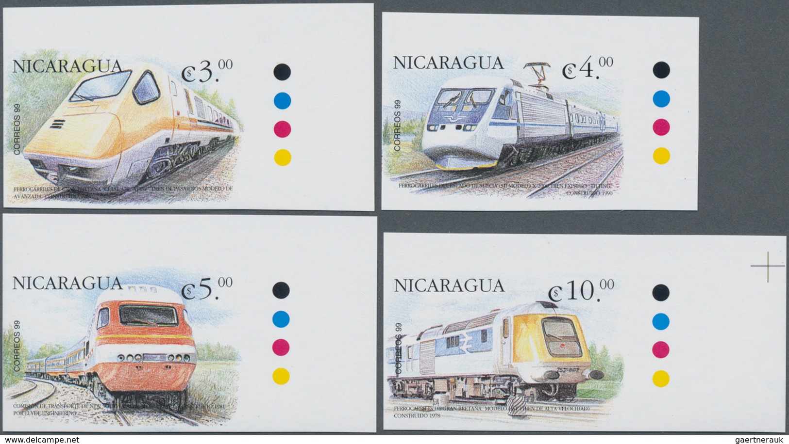 Thematik: Eisenbahn / Railway: 2000, NICARAGUA: Locomotives Of The World Complete IMPERFORATE Set Of - Trains