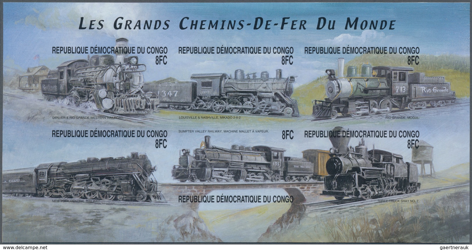 Thematik: Eisenbahn / Railway: 2001, Kongo (Kinshasa/Zaire). IMPERFORATE Miniature Sheet Of 6 For Th - Trains