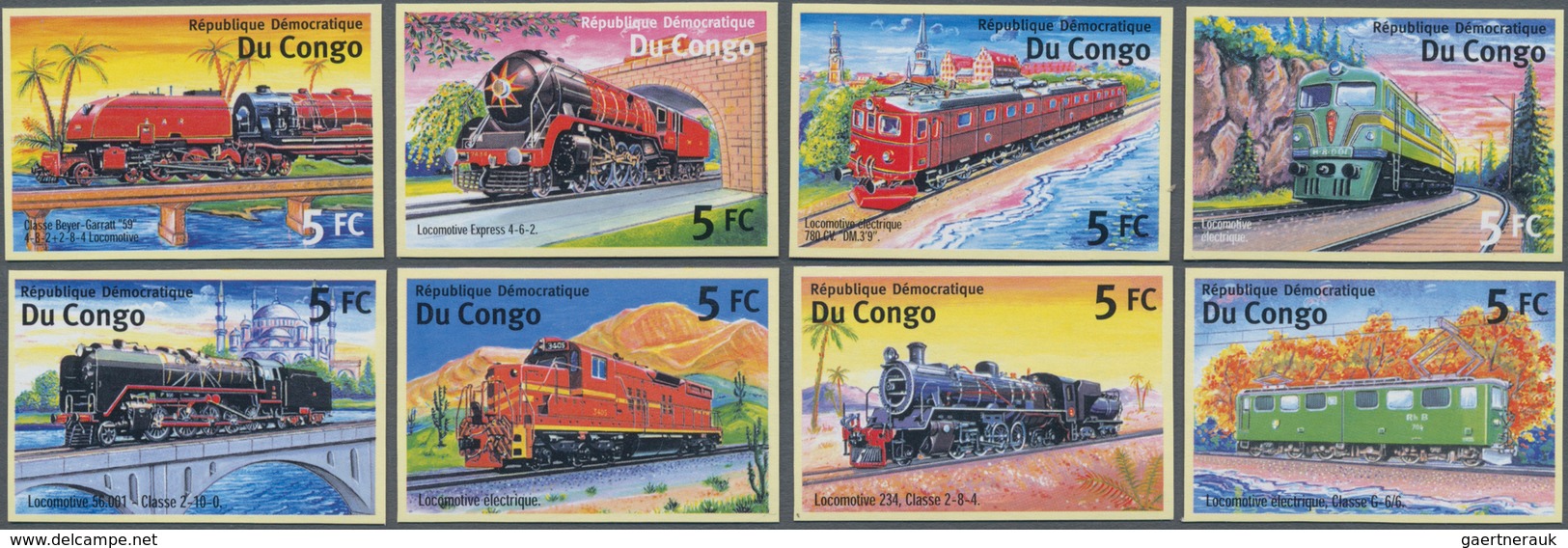 Thematik: Eisenbahn / Railway: 2001, Congo (Kinshasa). Complete Set "Railways From All Over The Worl - Trains