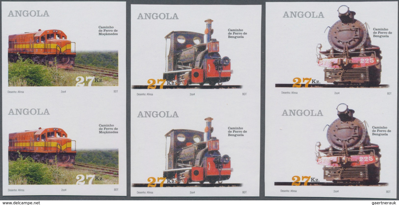 Thematik: Eisenbahn / Railway: 2004, ANGOLA: Locomotives Complete Set Of Three (Mocamedes And Bengue - Trains