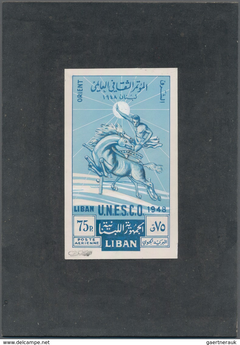 Thematik: Europa-UNO / Europe-UNO: 1948, Libanon, Issue Accesion In Unesco, Artist Drawing (80x135) - European Ideas