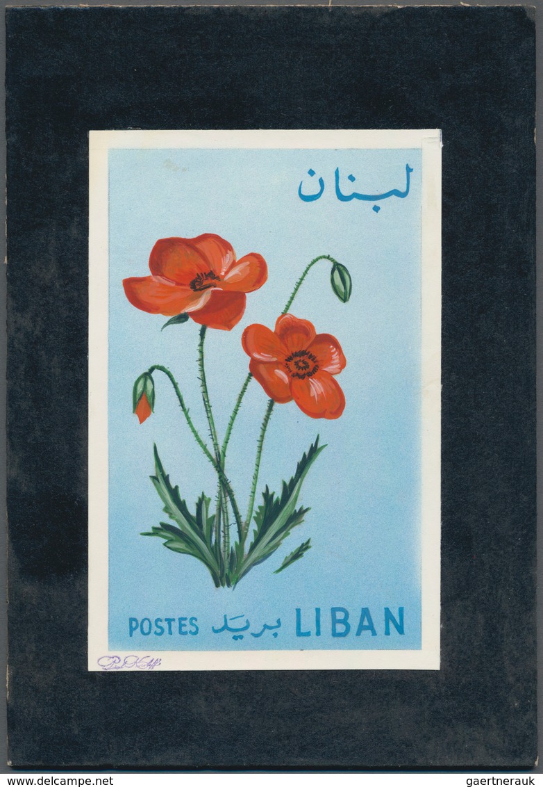 Thematik: Flora, Botanik / Flora, Botany, Bloom: 1964, Libanon, Issue Flowers, Artist Drawing (92x14 - Sonstige & Ohne Zuordnung