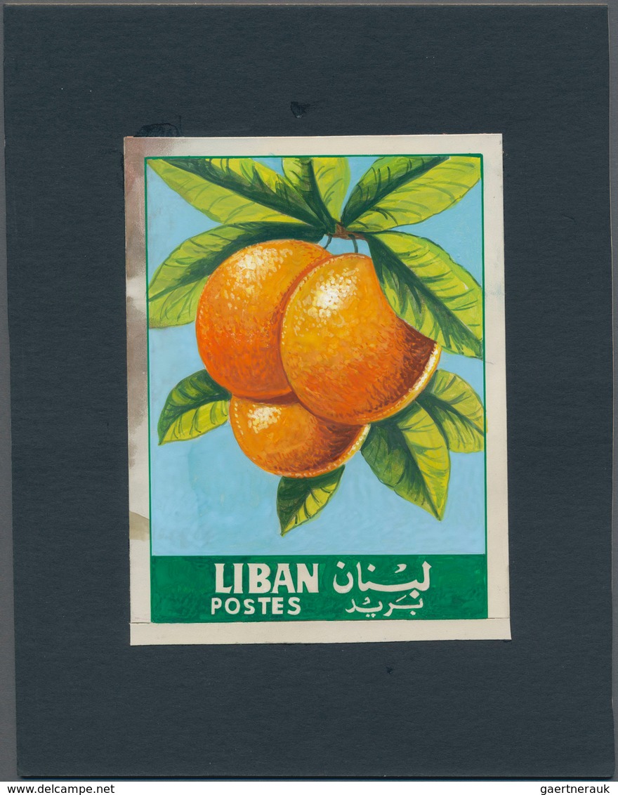 Thematik: Flora-Obst + Früchte / Flora-fruits: 1962, Libanon, Issue Fruit, Artist Drawing(101x134) O - Fruits