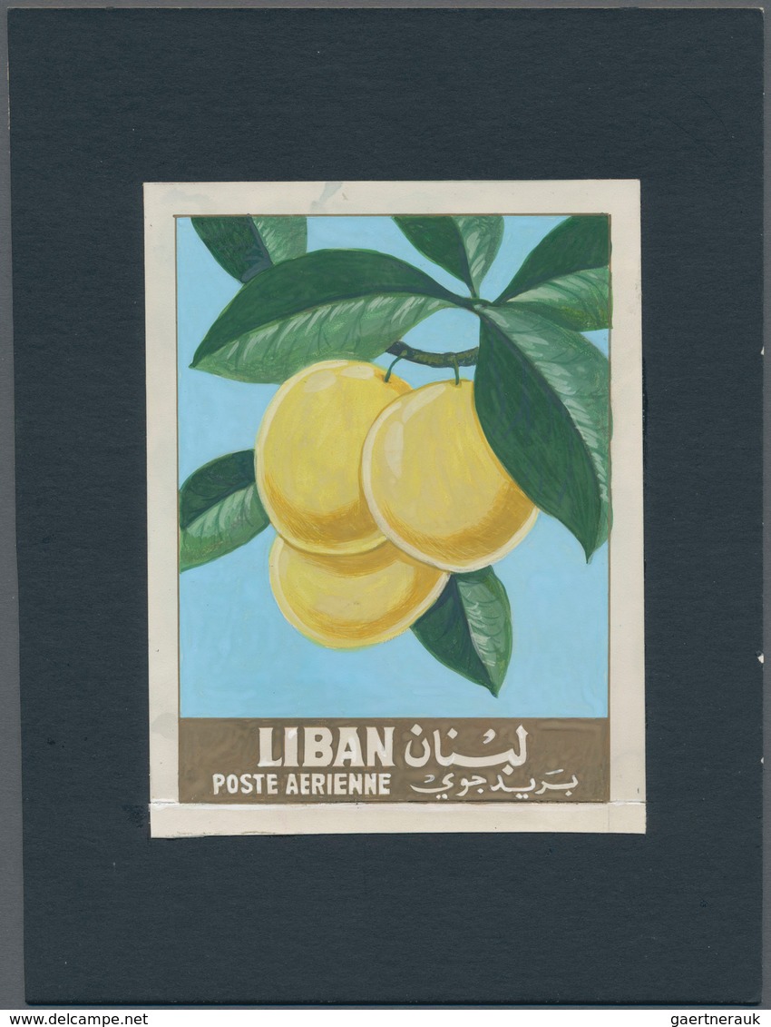 Thematik: Flora-Obst + Früchte / Flora-fruits: 1962, Libanon, Issue Fruit, Artist Drawing(102x144) P - Frutta