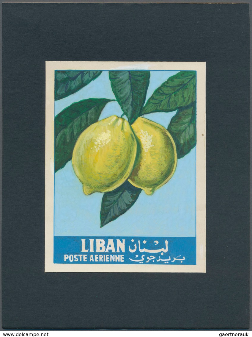 Thematik: Flora-Obst + Früchte / Flora-fruits: 1962, Libanon, Issue Fruit, Artist Drawing(101x133) L - Obst & Früchte