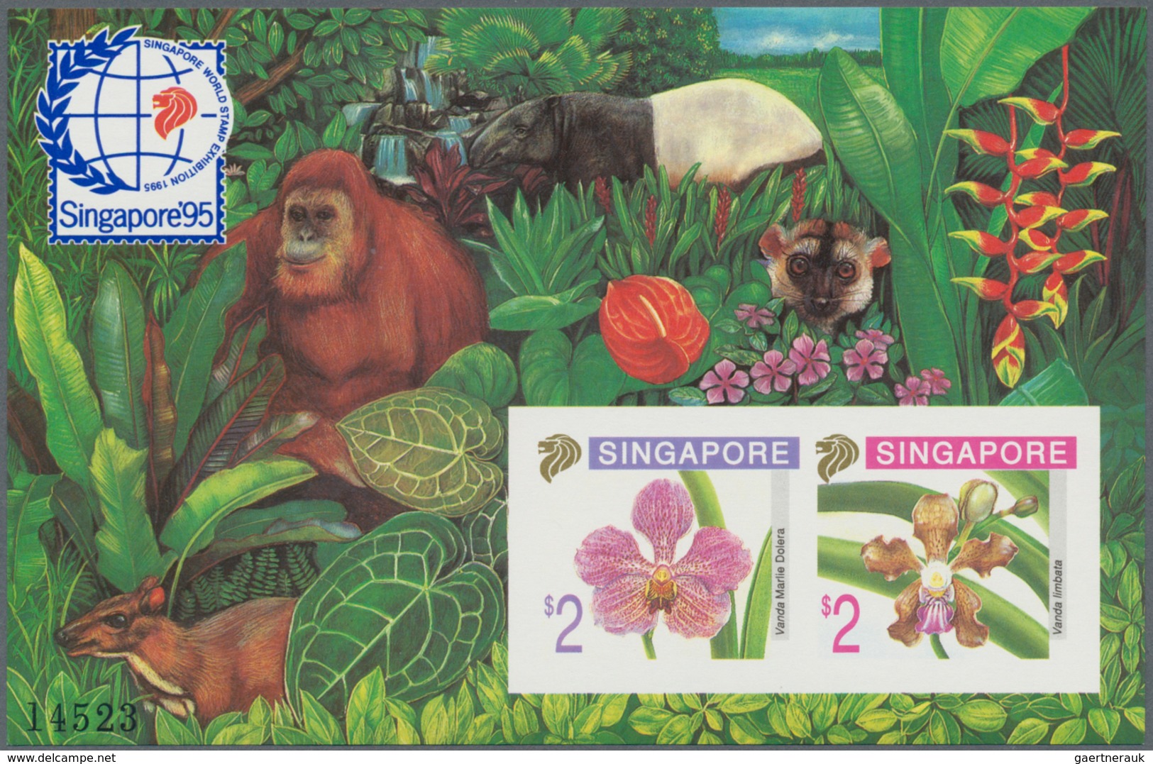 Thematik: Flora-Orchideen / flora-orchids: 1995 Four 'Orchids' miniature sheets = even two of Orangu
