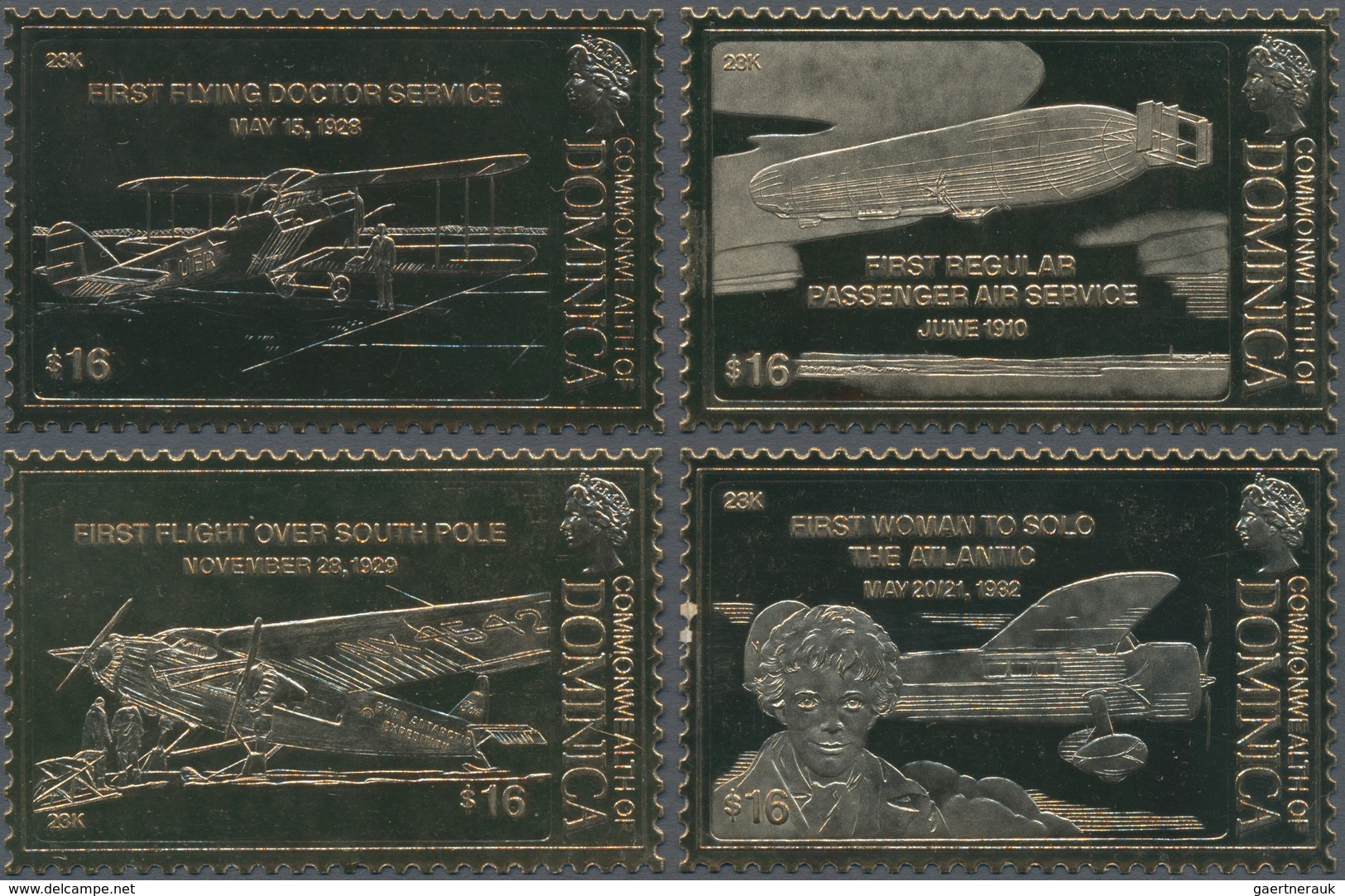 Thematik: Flugzeuge, Luftfahrt / Airoplanes, Aviation: 1990 (ca.), DOMINICA: Twelve Different $16 GO - Flugzeuge