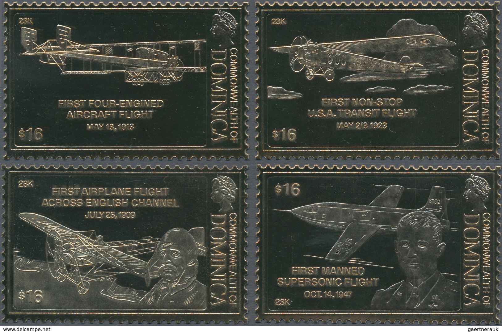 Thematik: Flugzeuge, Luftfahrt / Airoplanes, Aviation: 1990 (ca.), DOMINICA: Twelve Different $16 GO - Airplanes