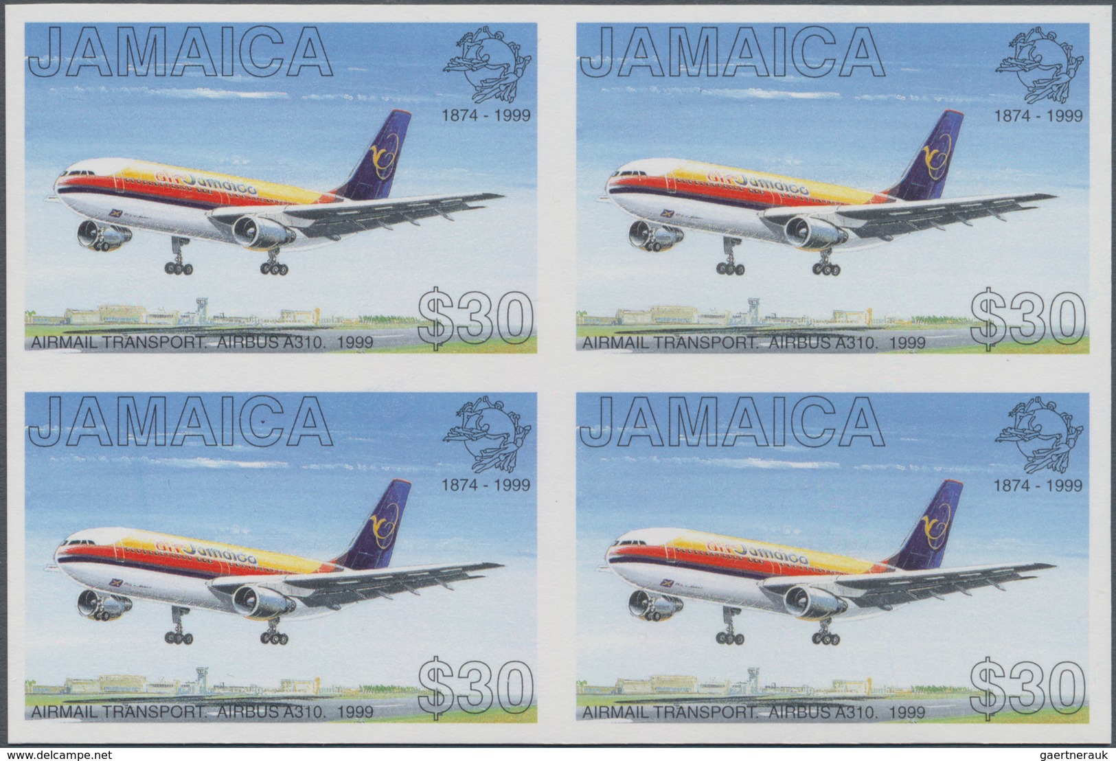 Thematik: Flugzeuge, Luftfahrt / Airoplanes, Aviation: 1999, Jamaica. IMPERFOPRATE Block Of 4 For Th - Airplanes