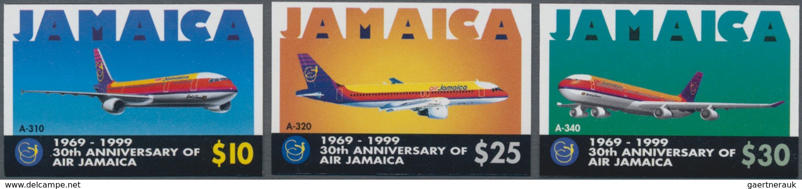 Thematik: Flugzeuge, Luftfahrt / Airoplanes, Aviation: 1999, Jamaica. Complete Set "30 Years State A - Flugzeuge