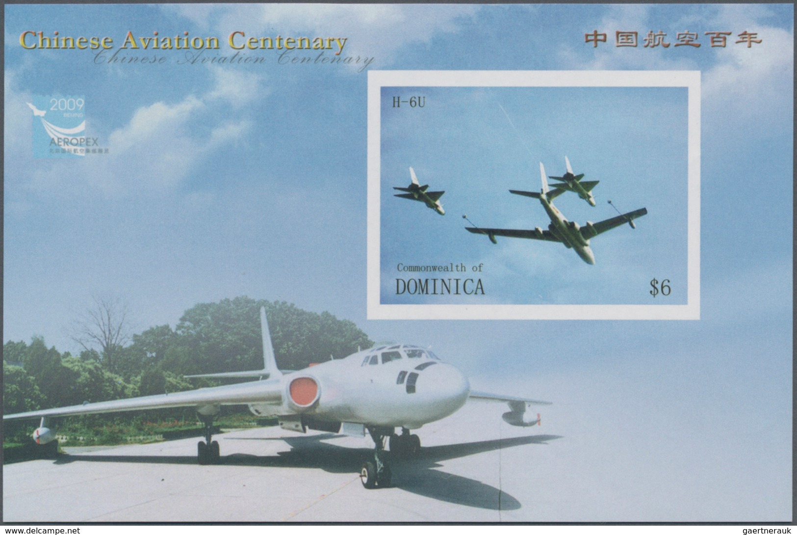 Thematik: Flugzeuge, Luftfahrt / Airoplanes, Aviation: 2009, DOMINICA: Chinese Aviation Centenary Co - Vliegtuigen
