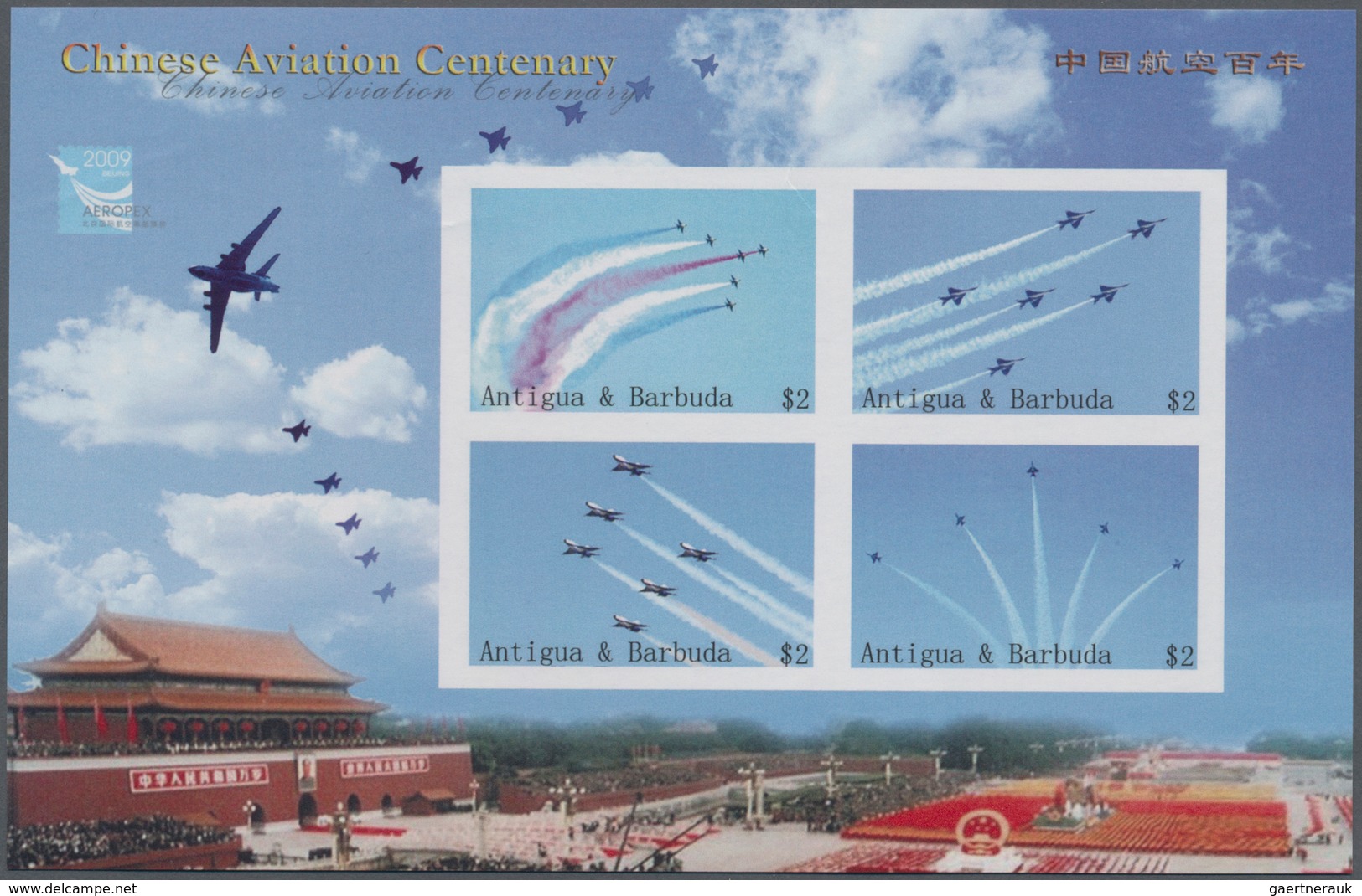 Thematik: Flugzeuge, Luftfahrt / Airoplanes, Aviation: 2009, ANTIGUA & BARBUDA: Chinese Aviation Cen - Airplanes