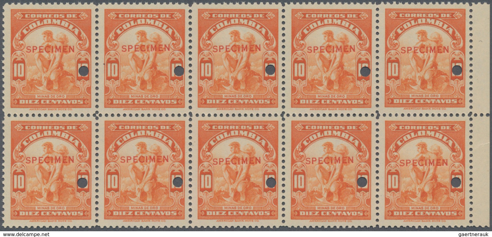 Thematik: Gold / Gold: 1935, COLOMBIA: Industry 10c. 'Gold Digger' (gold Mining) In Orange With Impr - Unclassified