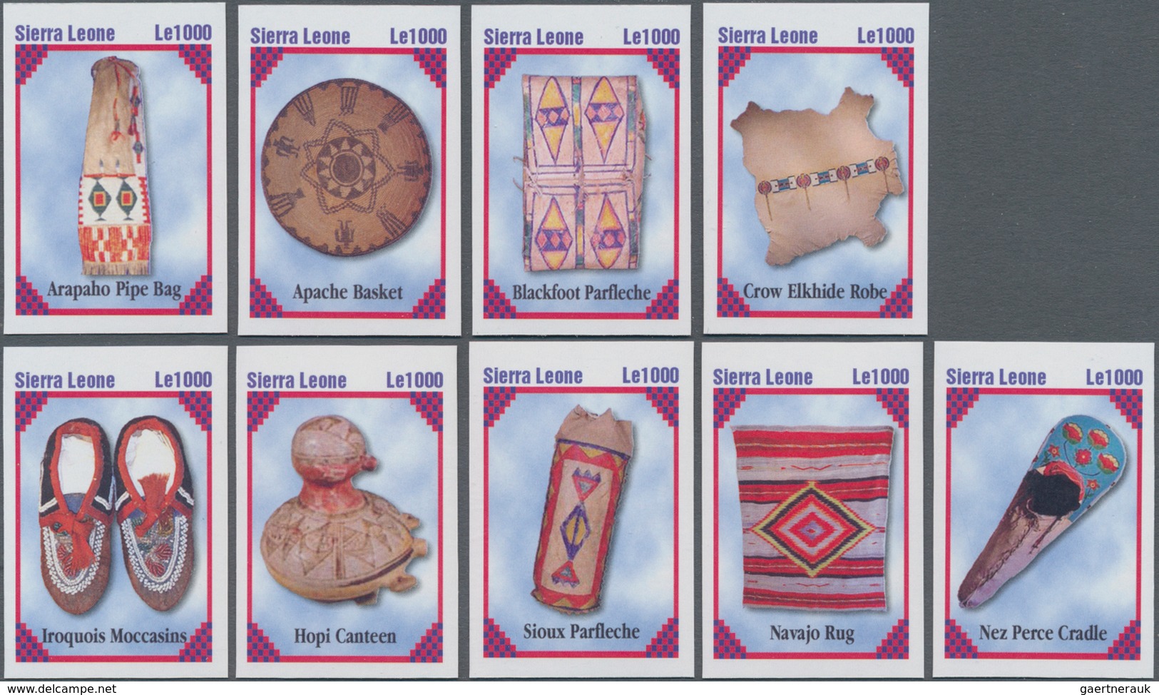 Thematik: Indianer / Native American: 2004, Sierra Leone. Complete Set "North American Indians" (9 V - Ohne Zuordnung